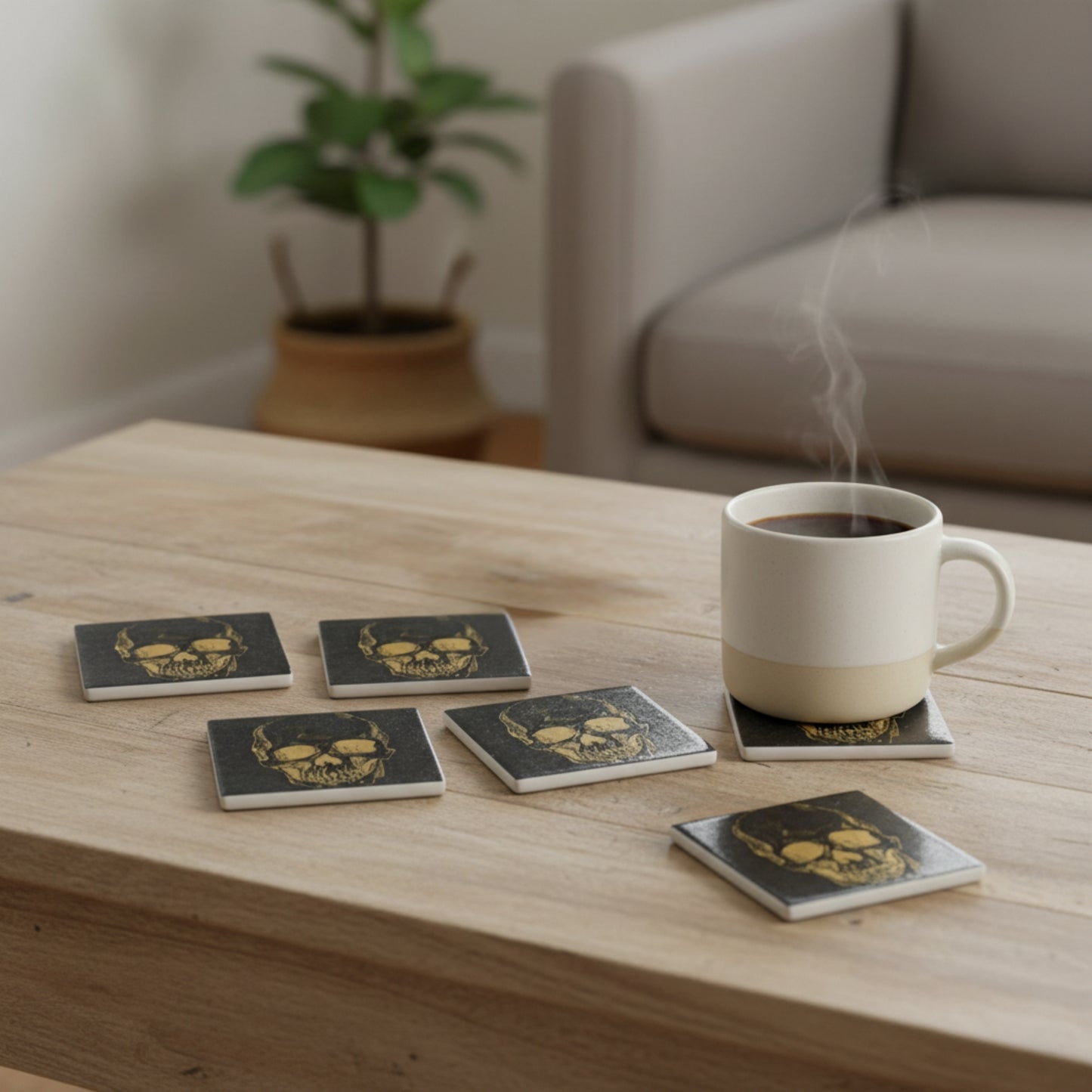Black & Gold Skull Coasters